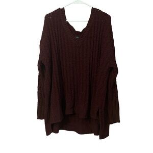 RUE 21 Women’s 3X Plus Burgundy Red Purple Sweater Long Sleeve Vneck